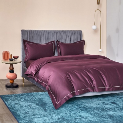 涞澳 2019新款100支素色双股匹马棉四件套 美奈紫