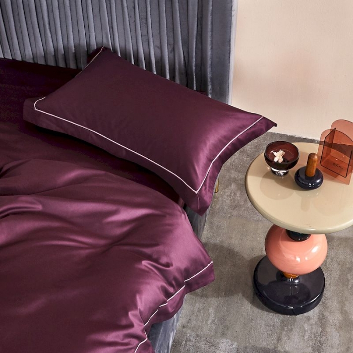 91家纺网 家纺一手货源 找家纺 涞澳 2019新款100支素色双股匹马棉四件套 美奈紫