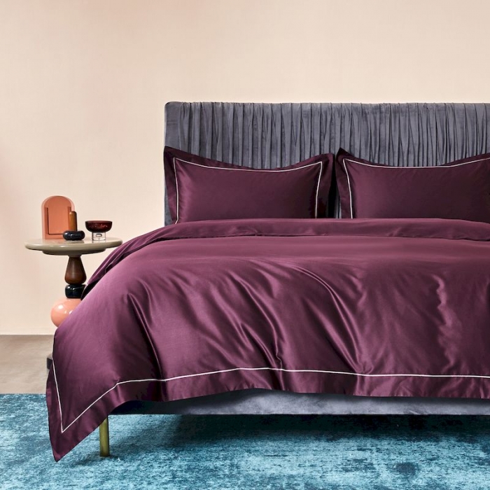 91家纺网 家纺一手货源 找家纺 涞澳 2019新款100支素色双股匹马棉四件套 美奈紫