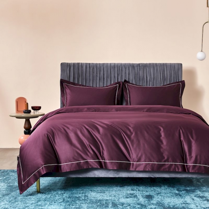 91家纺网 家纺一手货源 找家纺 涞澳 2019新款100支素色双股匹马棉四件套 美奈紫