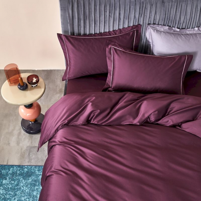 91家纺网 家纺一手货源 找家纺 涞澳 2019新款100支素色双股匹马棉四件套 美奈紫