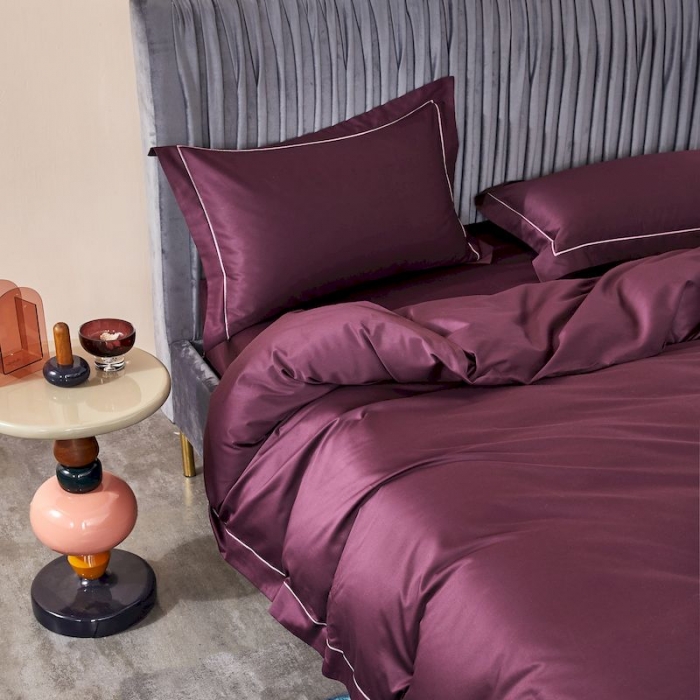 91家纺网 家纺一手货源 找家纺 涞澳 2019新款100支素色双股匹马棉四件套 美奈紫