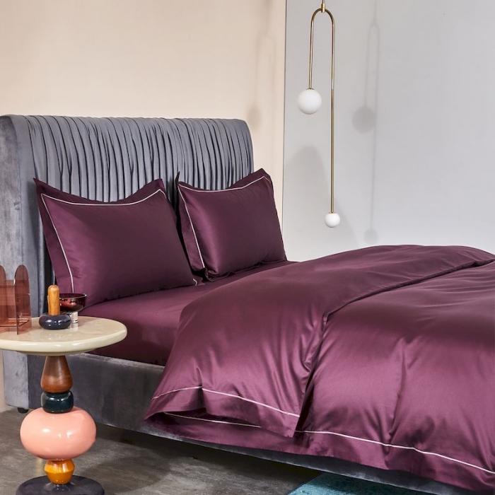 91家纺网 家纺一手货源 找家纺 涞澳 2019新款100支素色双股匹马棉四件套 美奈紫