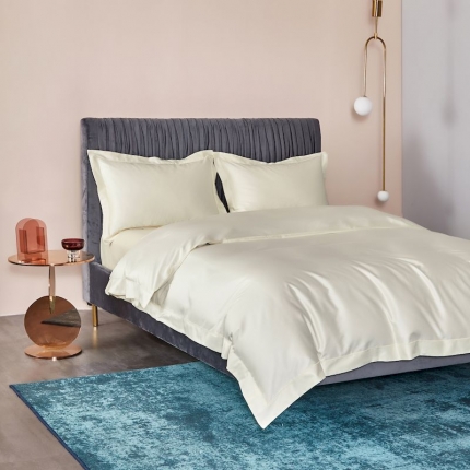 涞澳 2019新款100支素色双股匹马棉四件套 米月白