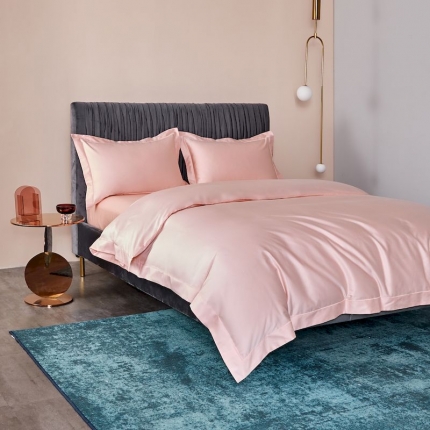 涞澳 2019新款100支素色双股匹马棉四件套 奶油粉