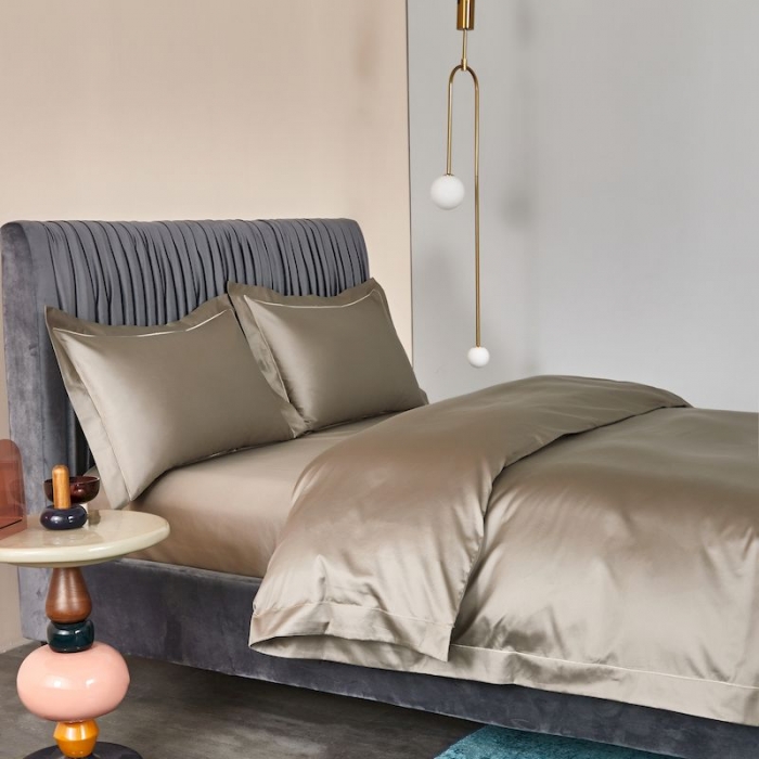 91家纺网 家纺一手货源 找家纺 涞澳 2019新款100支素色双股匹马棉四件套 气质灰1