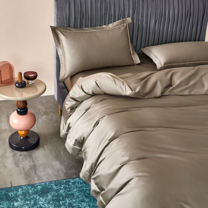 91家纺网 家纺一手货源 找家纺 涞澳 2019新款100支素色双股匹马棉四件套 气质灰1