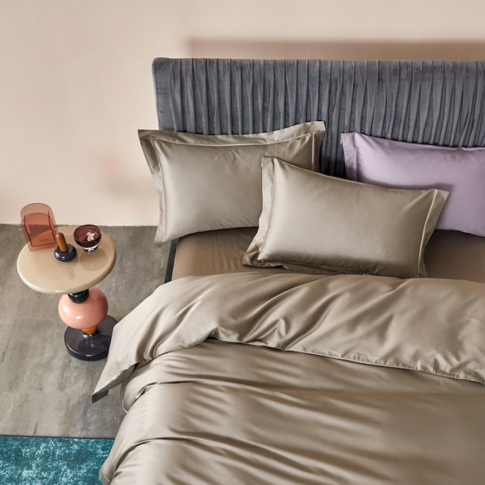 91家纺网 家纺一手货源 找家纺 涞澳 2019新款100支素色双股匹马棉四件套 气质灰1