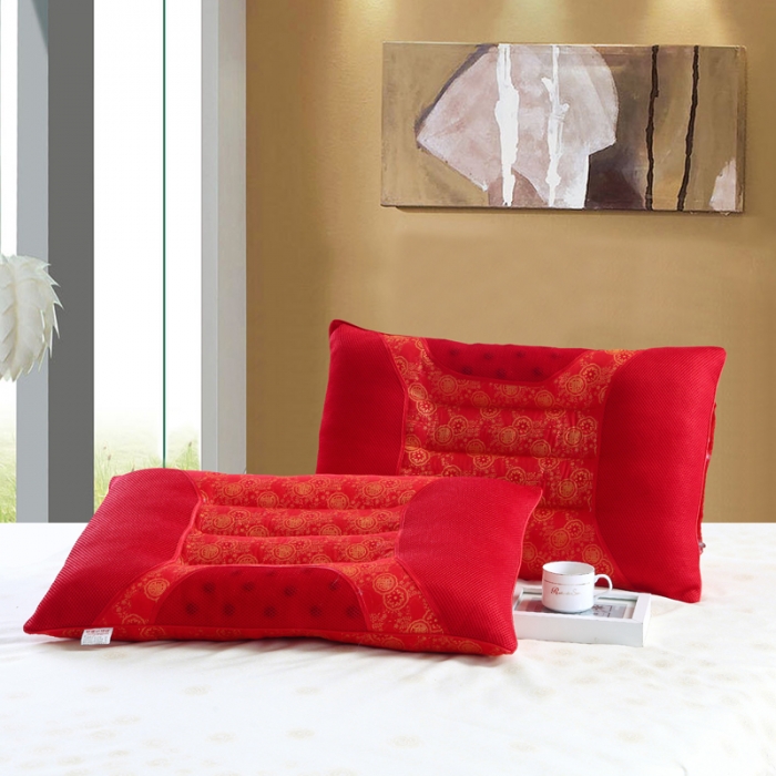 91家纺网 家纺一手货源 找家纺 锦绣万家 2017双人枕芯婚庆枕头加长情侣枕头大红