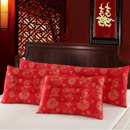 锦绣万家 天长地久婚庆枕头双人枕芯情侣枕头大红