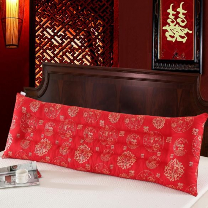 91家纺网 家纺一手货源 找家纺 锦绣万家 天长地久婚庆枕头双人枕芯情侣枕头大红