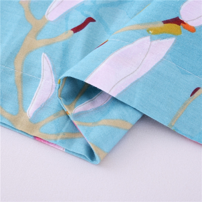 91家纺网 家纺一手货源 找家纺 双人枕套双人枕芯套纯棉枕套 花意满枝-蓝