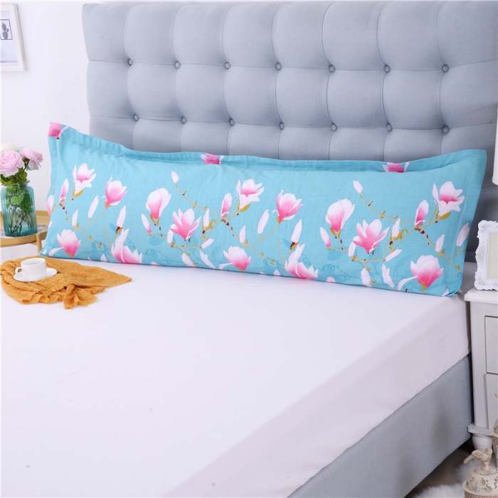 91家纺网 家纺一手货源 找家纺 双人枕套双人枕芯套纯棉枕套 花意满枝-蓝