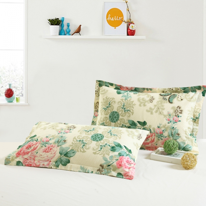 91家纺网 家纺一手货源 找家纺 全棉双人枕套双人枕头套纯棉枕套 花舞佳人