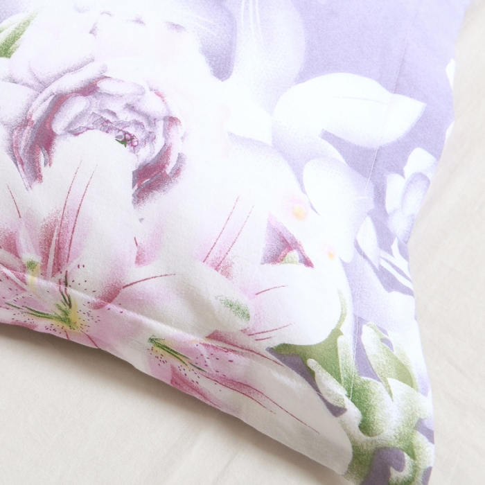 91家纺网 家纺一手货源 找家纺 全棉双人枕套双人枕芯套 纯棉枕套 紫色花海