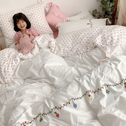 91家纺网 家纺一手货源 找家纺 桔子家纺 2019纯棉四件套棒棒糖系列 白