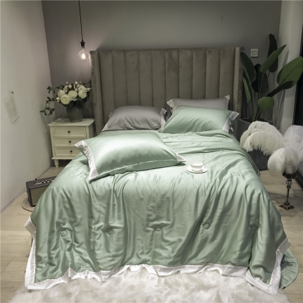 桔子家纺 2019新款天丝夏被 黛青绿