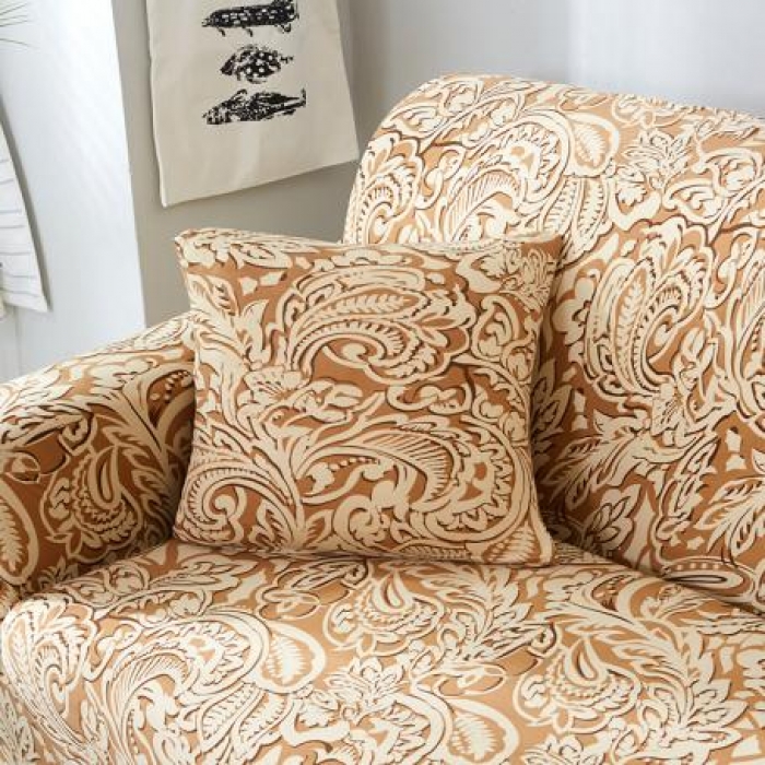 91家纺网 家纺一手货源 找家纺 兴妮雅家纺 2018新款小清新风格沙发套 凤尾咖