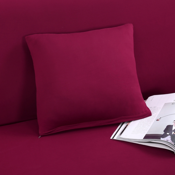 91家纺网 家纺一手货源 找家纺 兴妮雅家纺 2018新款纯色系列沙发套酒红