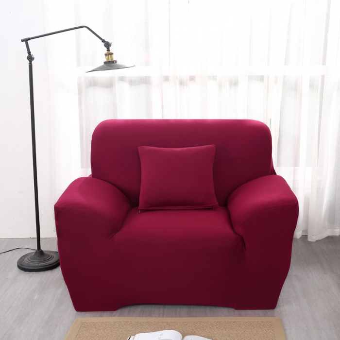 91家纺网 家纺一手货源 找家纺 兴妮雅家纺 2018新款纯色系列沙发套酒红