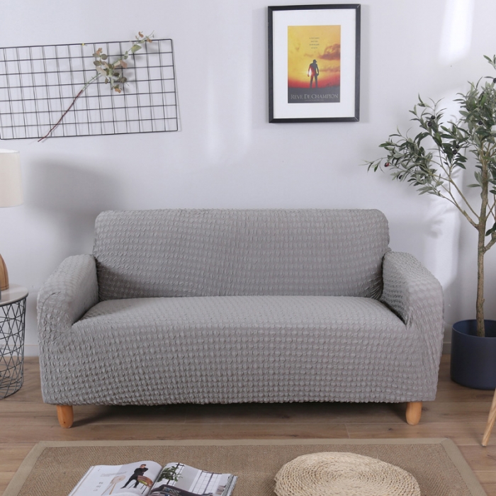 91家纺网 家纺一手货源 找家纺 兴妮雅家纺 2020新款提花牛奶丝双人沙发 灰色