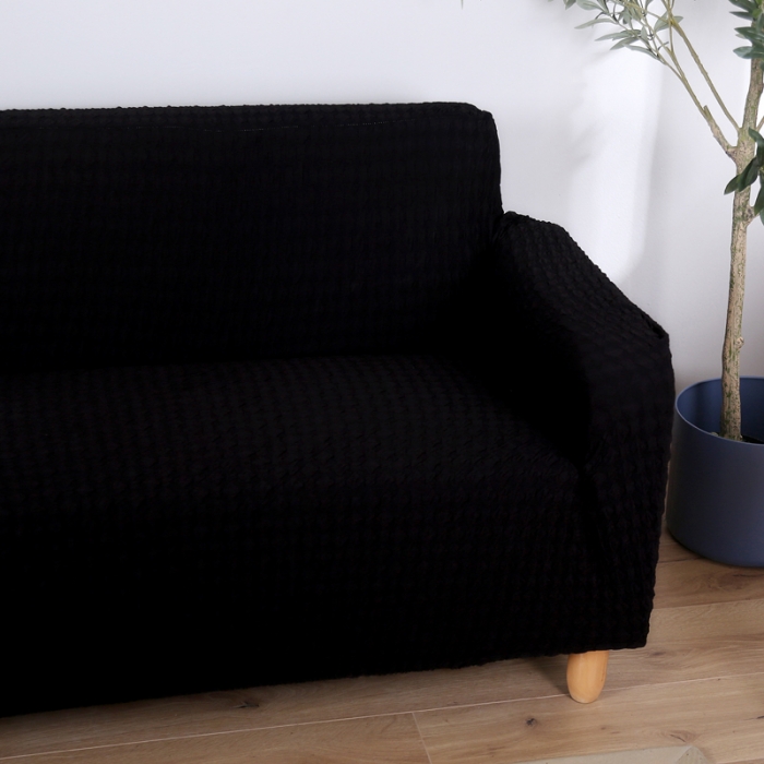 91家纺网 家纺一手货源 找家纺 兴妮雅家纺 2020新款提花牛奶丝双人沙发 黑色