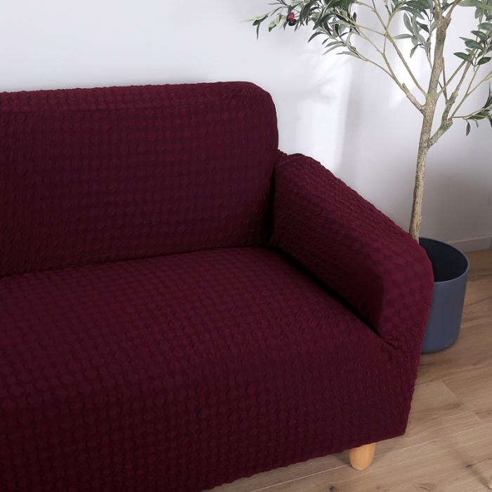 91家纺网 家纺一手货源 找家纺 兴妮雅家纺 2020新款提花牛奶丝双人沙发 酒红色