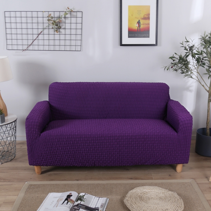 91家纺网 家纺一手货源 找家纺 兴妮雅家纺 2020新款提花牛奶丝双人沙发 紫色