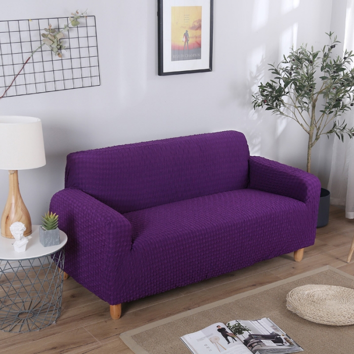 91家纺网 家纺一手货源 找家纺 兴妮雅家纺 2020新款提花牛奶丝双人沙发 紫色