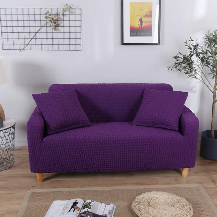 91家纺网 家纺一手货源 找家纺 兴妮雅家纺 2020新款提花牛奶丝双人沙发 紫色