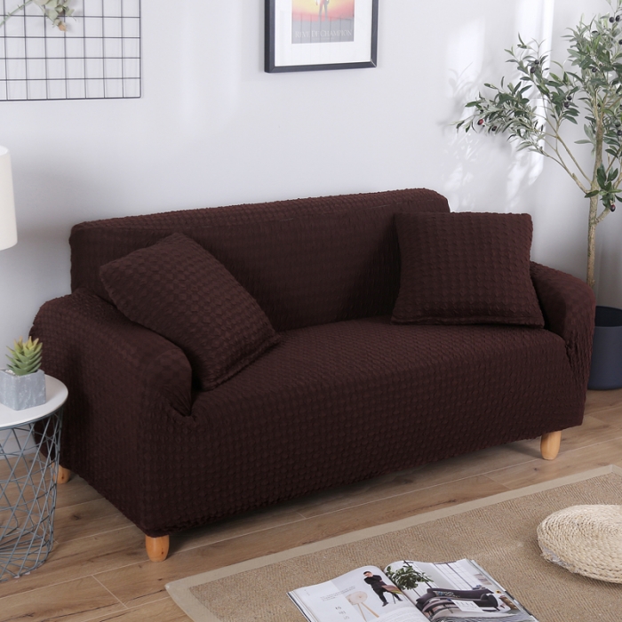 91家纺网 家纺一手货源 找家纺 兴妮雅家纺 2020新款提花牛奶丝双人沙发 咖啡色