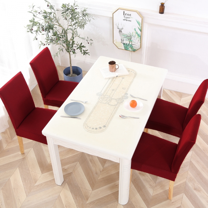 91家纺网 家纺一手货源 找家纺 兴妮雅家纺 2020新款华夫格椅子套系列 酒红