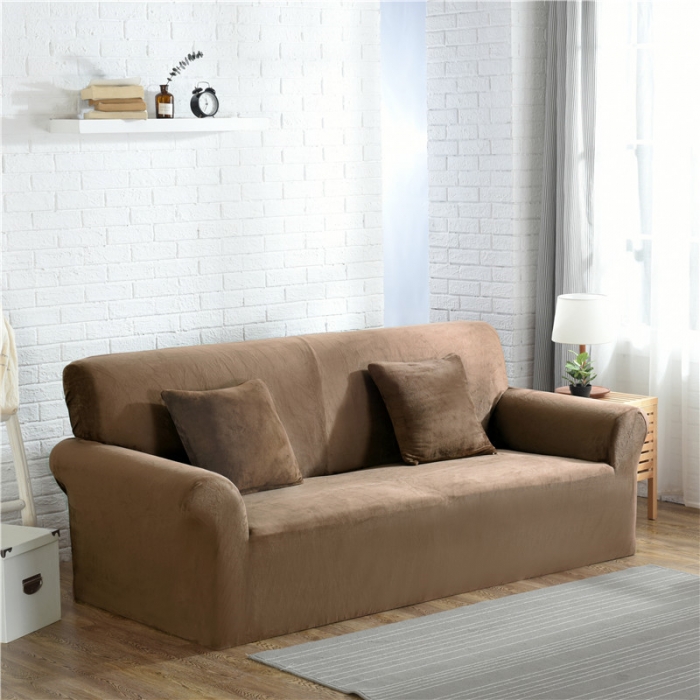 91家纺网 家纺一手货源 找家纺 兴妮雅  2020新款毛绒款沙发套 驼色