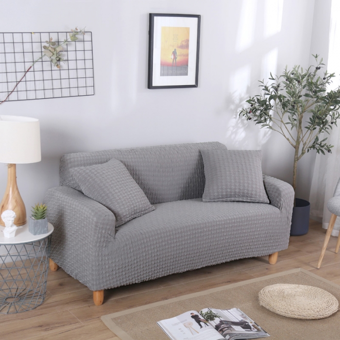 91家纺网 家纺一手货源 找家纺 兴妮雅 2020新款牛奶丝压花沙发套 灰色