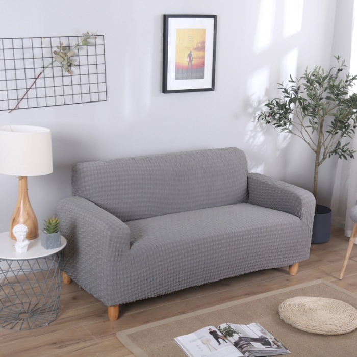 91家纺网 家纺一手货源 找家纺 兴妮雅 2020新款牛奶丝压花沙发套 灰色