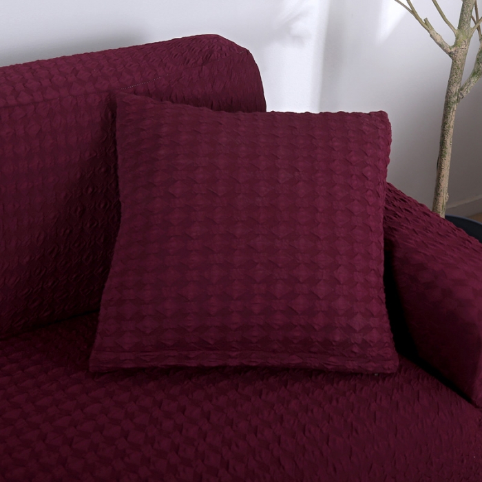 91家纺网 家纺一手货源 找家纺 兴妮雅 2020新款牛奶丝压花沙发套 酒红