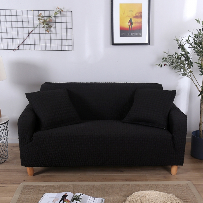 91家纺网 家纺一手货源 找家纺 兴妮雅 2020新款牛奶丝压花沙发套 黑色