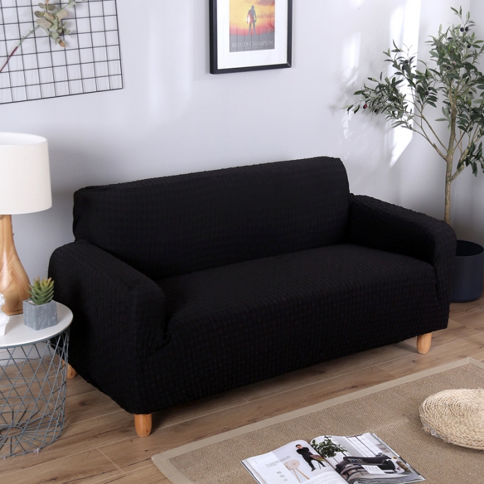 91家纺网 家纺一手货源 找家纺 兴妮雅 2020新款牛奶丝压花沙发套 黑色