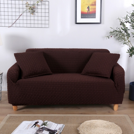 兴妮雅 2020新款牛奶丝压花沙发套 咖啡