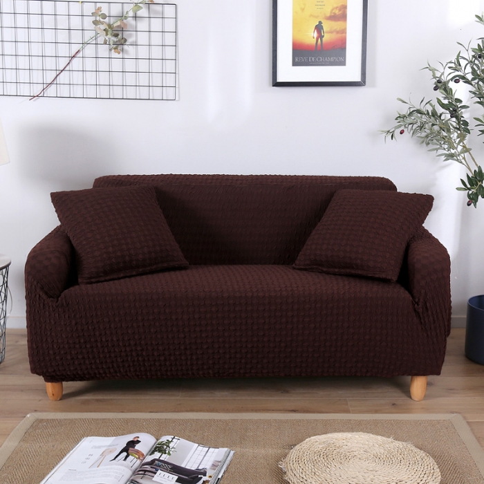 91家纺网 家纺一手货源 找家纺 兴妮雅 2020新款牛奶丝压花沙发套 咖啡