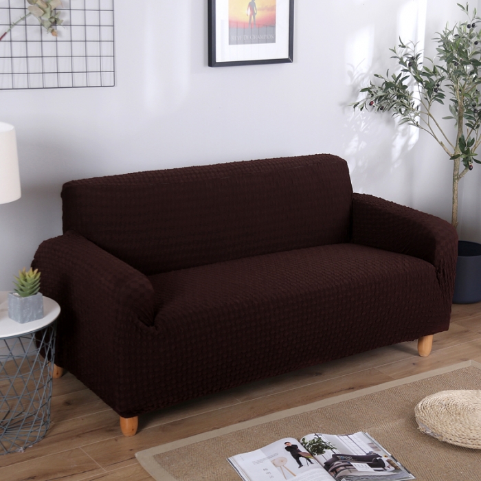 91家纺网 家纺一手货源 找家纺 兴妮雅 2020新款牛奶丝压花沙发套 咖啡