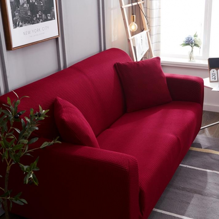 91家纺网 家纺一手货源 找家纺 兴妮雅 2020新款玉米绒沙发套 酒红