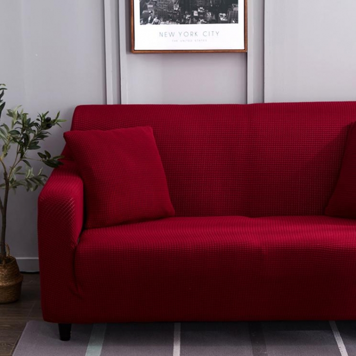 91家纺网 家纺一手货源 找家纺 兴妮雅 2020新款玉米绒沙发套 酒红