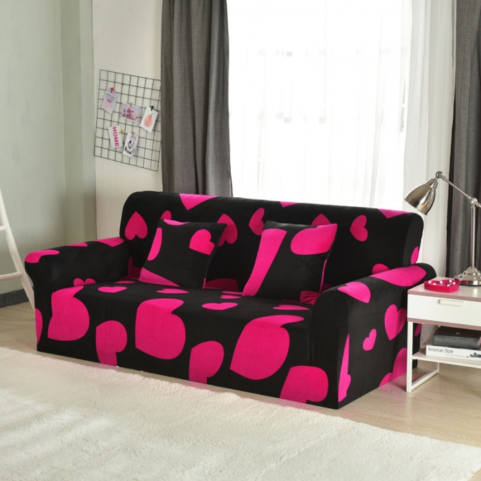 91家纺网 家纺一手货源 找家纺 兴妮雅  2020新款毛绒款沙发套 红心