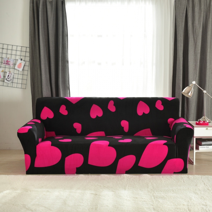 91家纺网 家纺一手货源 找家纺 兴妮雅  2020新款毛绒款沙发套 红心