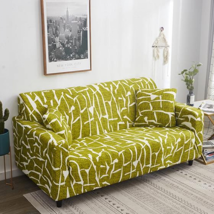 91家纺网 家纺一手货源 找家纺 兴妮雅家纺 2020新款小清新风格沙发套 印象派草绿