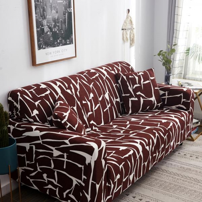 91家纺网 家纺一手货源 找家纺 兴妮雅家纺 2020新款小清新风格沙发套 印象派咖啡