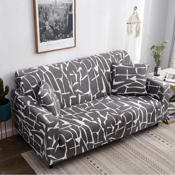 91家纺网 家纺一手货源 找家纺 兴妮雅家纺 2020新款小清新风格沙发套 印象派浅灰