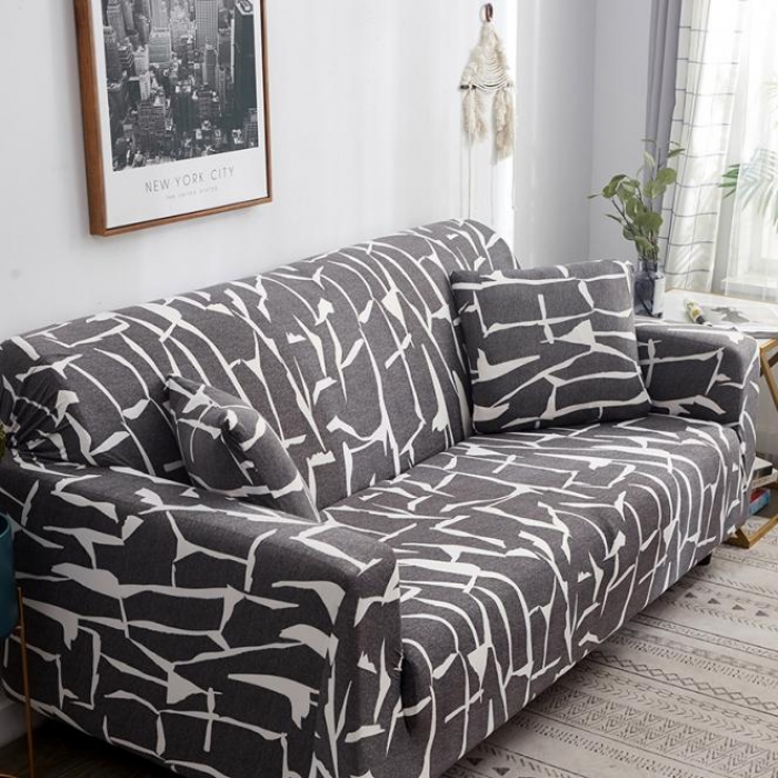 91家纺网 家纺一手货源 找家纺 兴妮雅家纺 2020新款小清新风格沙发套 印象派浅灰