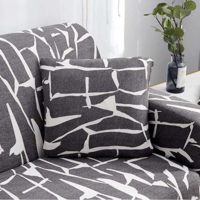 91家纺网 家纺一手货源 找家纺 兴妮雅家纺 2020新款小清新风格沙发套 印象派浅灰